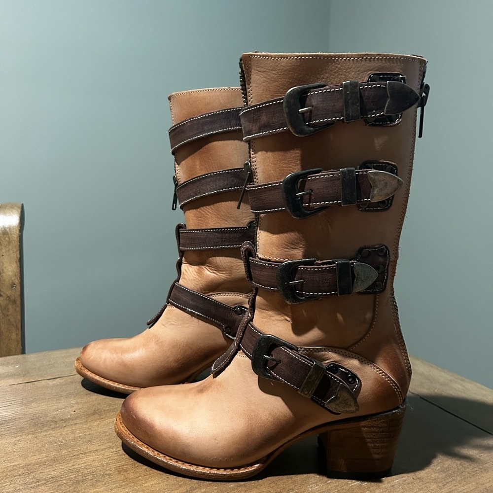 Freebird by Steven Notorious Brown Leather Buckle Boots